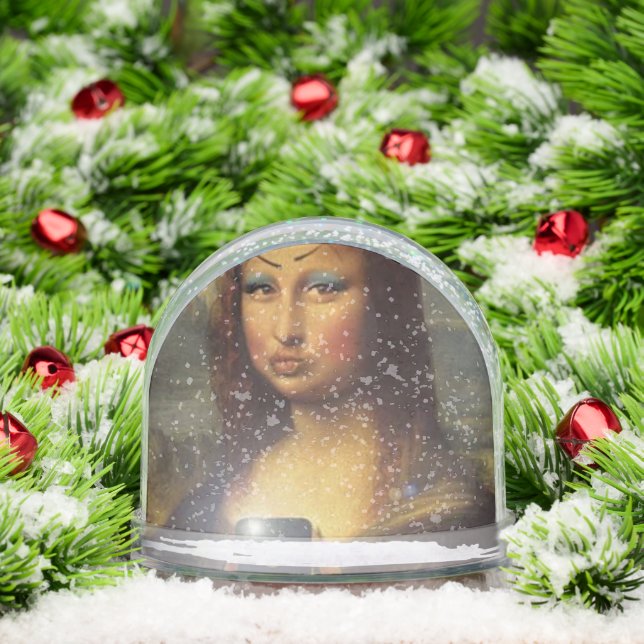Mona Lisa making a funny face with makeup funny Schneekugeln (Weihnachten)
