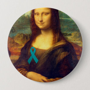 Mona Lisa mit Aquamarinem Band Button