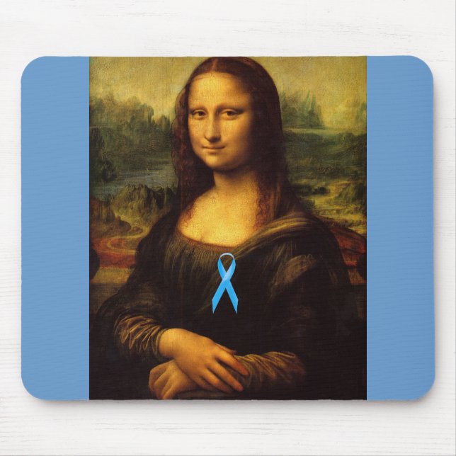 Mona Lisa mit blauer Schleibe Mousepad (Vorne)