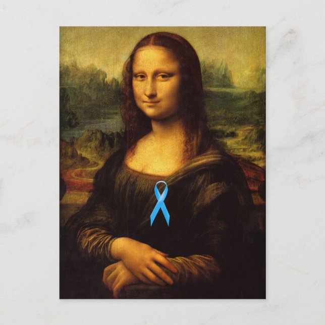 Mona Lisa mit blauer Schleibe Postkarte (Vorderseite)