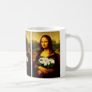 Mona Lisa mit Bouquet aus weißen Rosen Tasse
