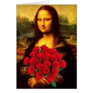 Mona Lisa mit Bouquet von Rote Rosen