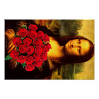 Mona Lisa mit Bouquet von Rote Rosen