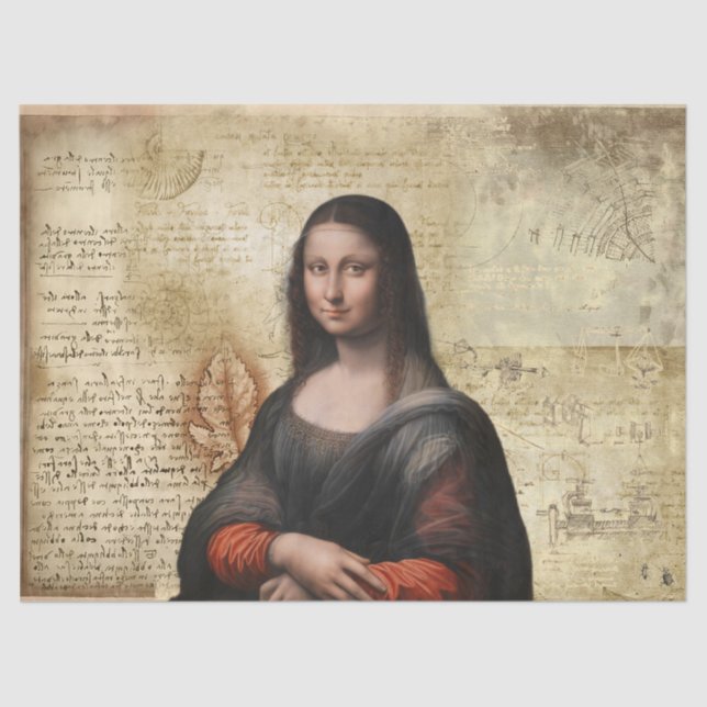 Mona Lisa mit da Vinci Notes Tissue Paper Seidenpapier (Vorderseite)