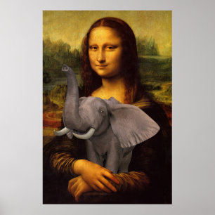 Mona Lisa mit Elefanten Poster