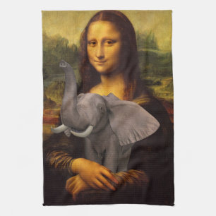 Mona Lisa mit Elephant Handtuch