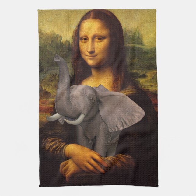 Mona Lisa mit Elephant Handtuch (Vertikal)