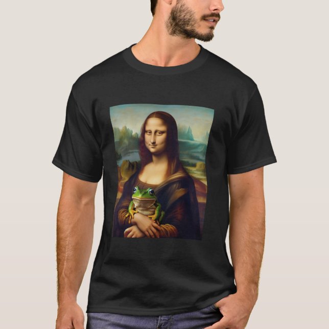 Mona Lisa mit Frosch Funny Art Malerei T-Shirt (Vorderseite)