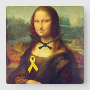Mona Lisa mit gelbem Band Quadratische Wanduhr
