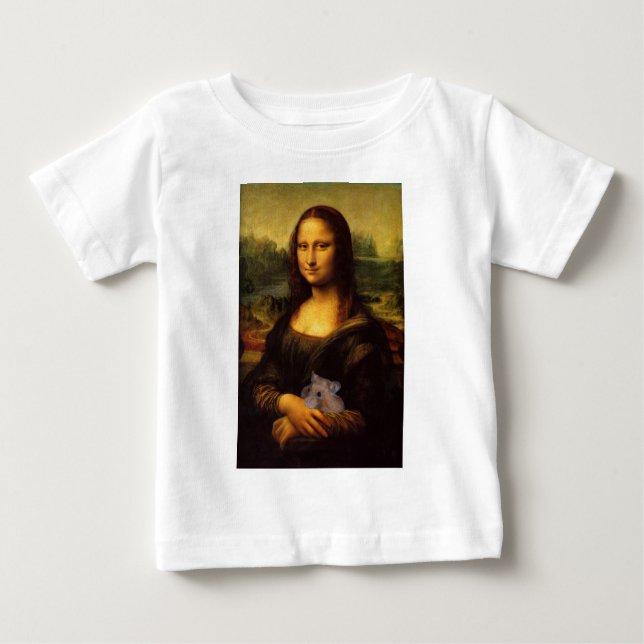 Mona Lisa mit Hamster Baby T-shirt (Vorderseite)
