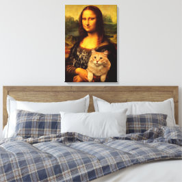 Mona Lisa mit ihrer Katze Katzen Liebhaber von Hau Leinwanddruck