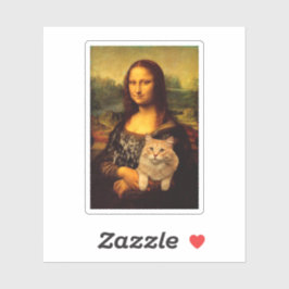 Mona Lisa mit Katze (Katzen-Pelz) Katzen Liebhaber Aufkleber