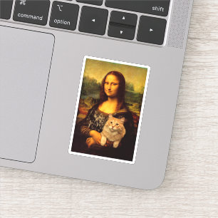 Mona Lisa mit Katze (Katzen-Pelz) Katzen Liebhaber Aufkleber