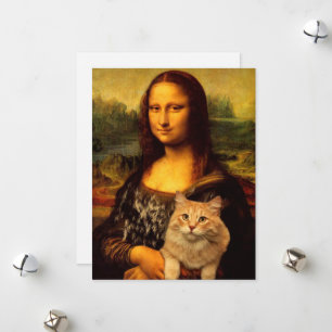 Mona Lisa mit Katze (Katzen-Pelz) Katzen Liebhaber Feiertagskarte