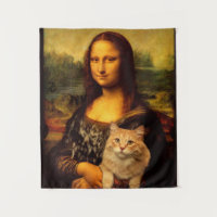 Mona Lisa mit Katze (Katzen-Pelz) Katzen Liebhaber