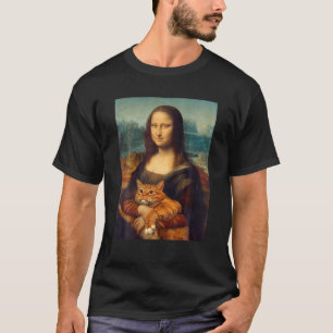 Mona Lisa mit kitty-lustigen Kunstmalereien T-Shirt