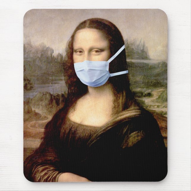 Mona Lisa mit Maske Da Vinci Spoofing The Arts Mousepad (Vorne)