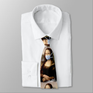 Mona Lisa mit Maske Da Vinci veräppelt die Kunst Krawatte