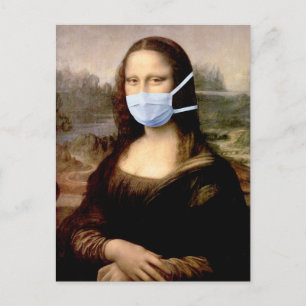 Mona Lisa mit Maske Da Vinci veräppelt die Kunst Postkarte