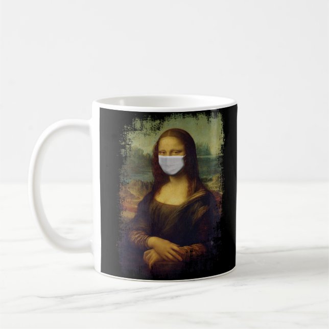 Mona Lisa mit Maske Kaffeetasse (Links)