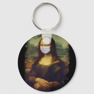 Mona Lisa mit Maske Schlüsselanhänger
