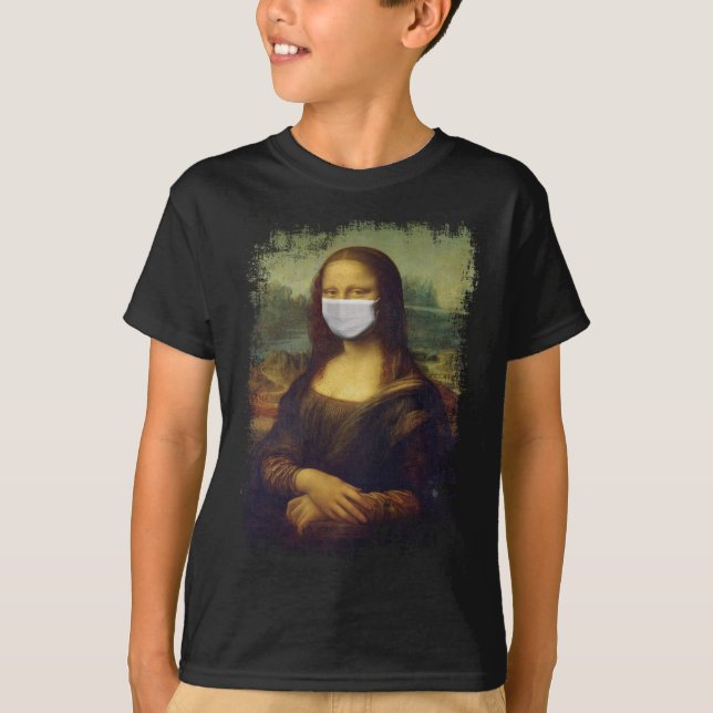 Mona Lisa mit Maske T-Shirt (Vorderseite)