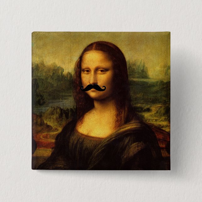 Mona Lisa mit Mustache Button (Vorderseite)