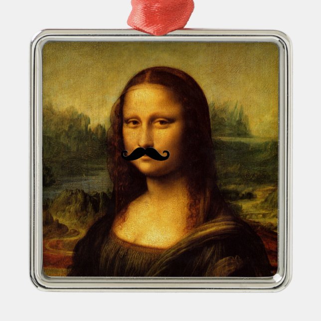 Mona Lisa mit Mustache Ornament Aus Metall (Vorne)