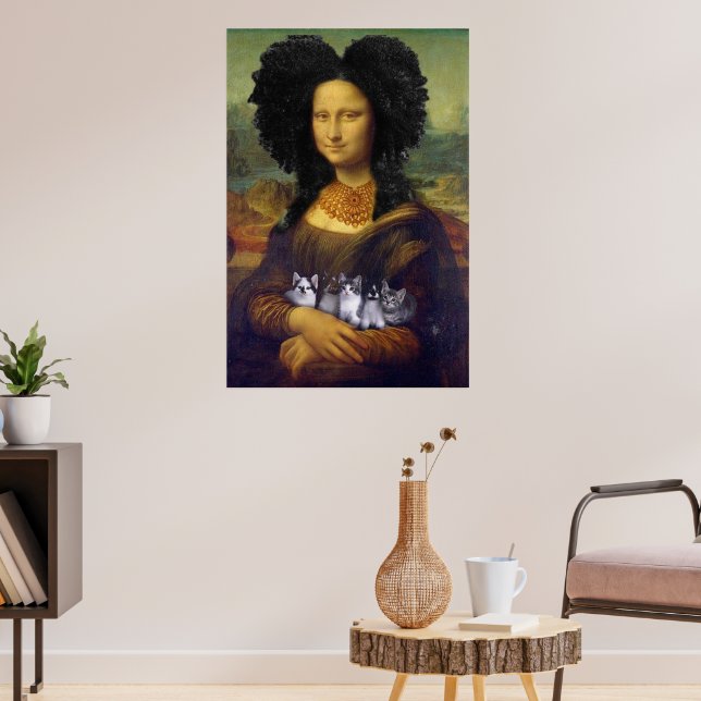 Mona Lisa mit niedlichen Kätzchen Leonardo da Vinc Poster (Wohnzimmer 3)