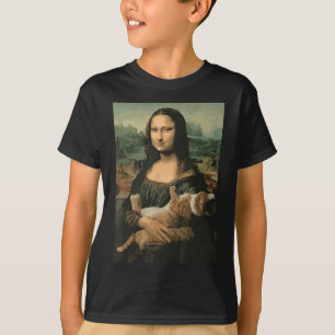 Mona Lisa mit Orange Cat Funny Art Gemälde T-Shirt
