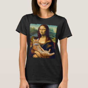 Mona Lisa mit orange Katze Lustige Kunstmalerei T-Shirt
