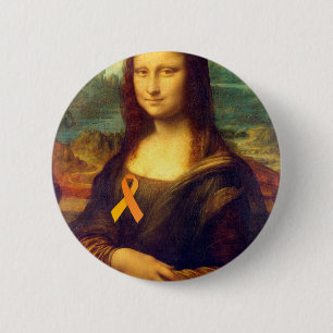 Mona Lisa mit Orange Ribbon Button
