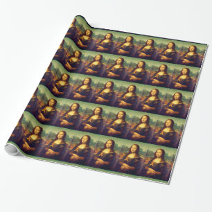 Mona Lisa mit Orange Ribbon Geschenkpapier