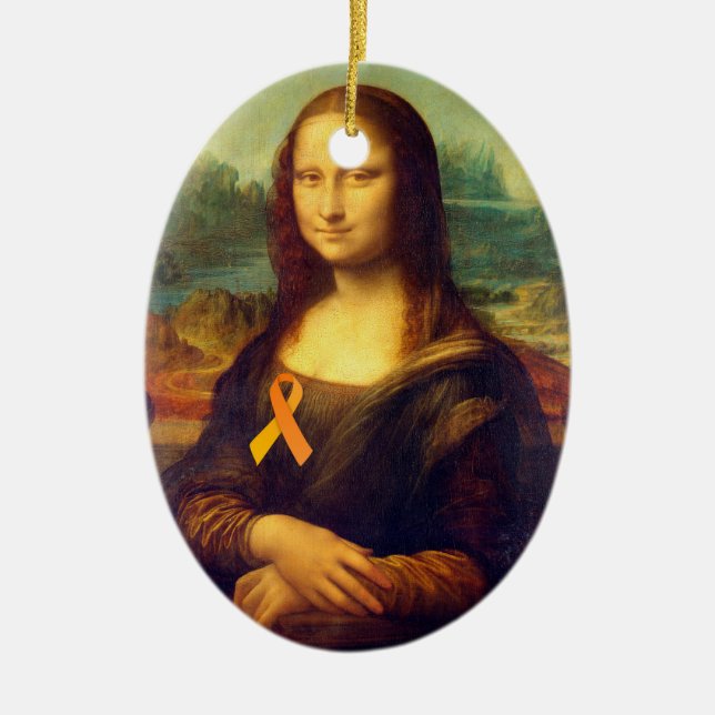 Mona Lisa mit Orange Ribbon Keramikornament (Vorne)