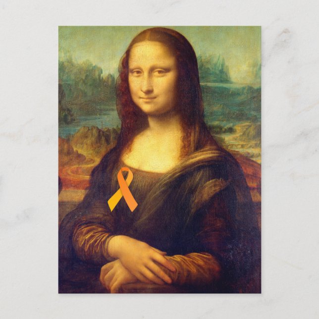 Mona Lisa mit Orange Ribbon Postkarte (Vorderseite)