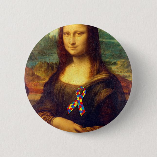 Mona Lisa mit Puzzle Ribbon Button (Vorderseite)