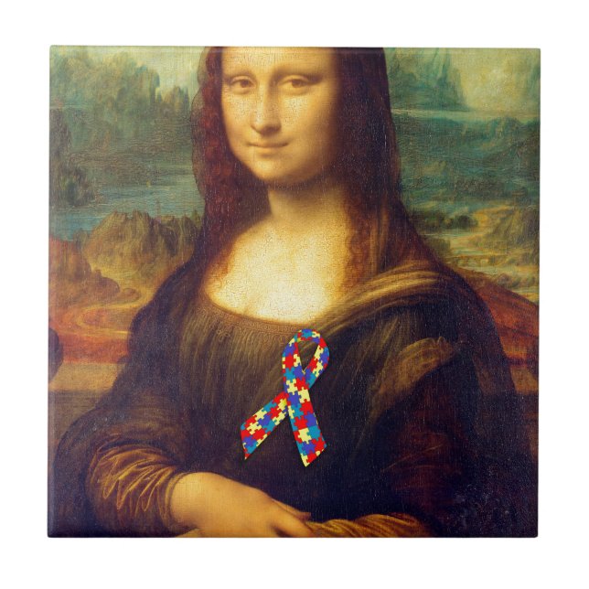 Mona Lisa mit Puzzle Ribbon Fliese (Vorderseite)