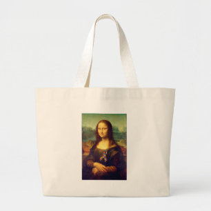 Mona Lisa mit Puzzle Ribbon Jumbo Stoffbeutel