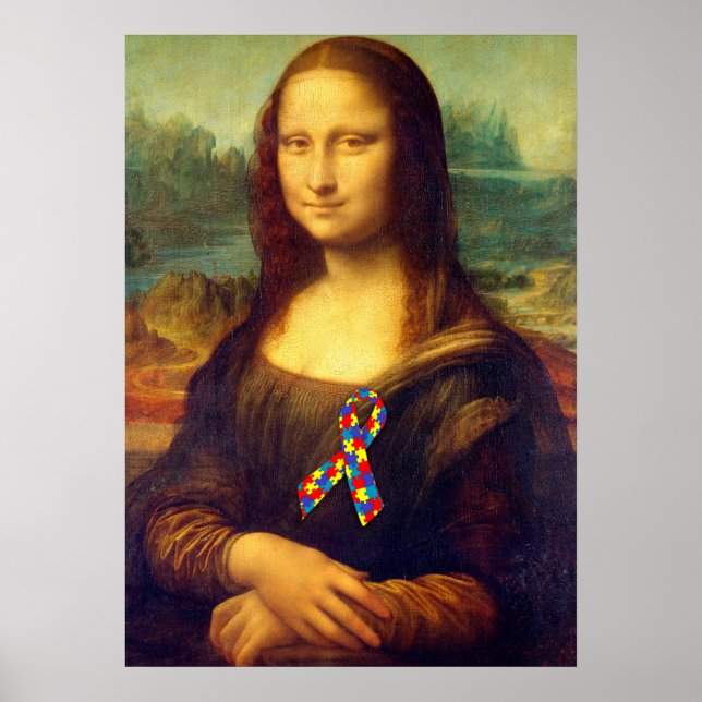 Mona Lisa mit Puzzle Ribbon Poster (Vorne)