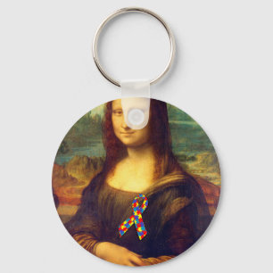 Mona Lisa mit Puzzle Ribbon Schlüsselanhänger