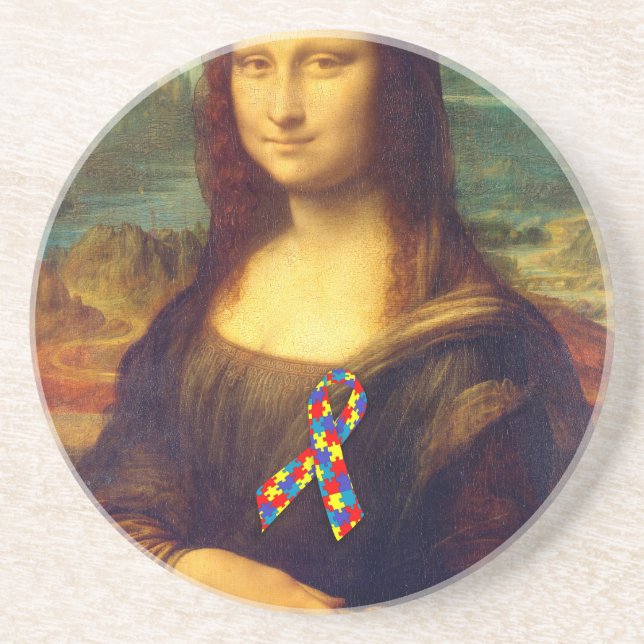 Mona Lisa mit Puzzle Ribbon Untersetzer (Vorne)