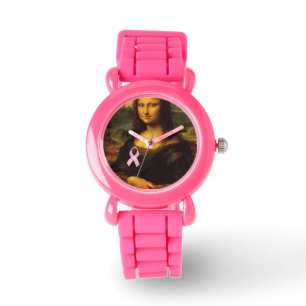 Mona Lisa mit rosa Ribbon Armbanduhr