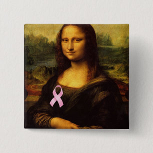 Mona Lisa mit rosa Ribbon Button