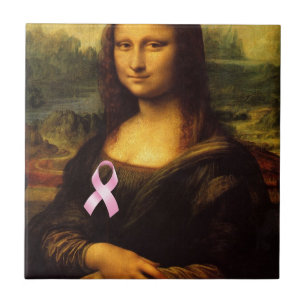 Mona Lisa mit rosa Ribbon Fliese