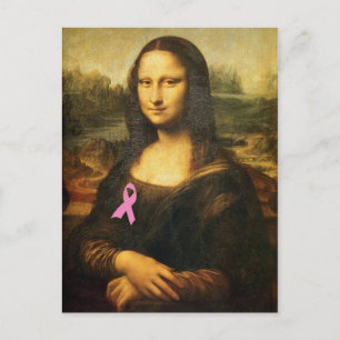 Mona Lisa mit rosa Ribbon Postkarte