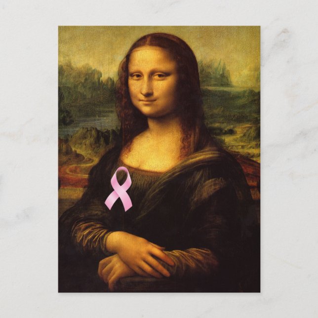 Mona Lisa mit rosa Ribbon Postkarte (Vorderseite)