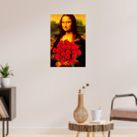 Mona Lisa mit rote Rosen Leonardo Da Vinci