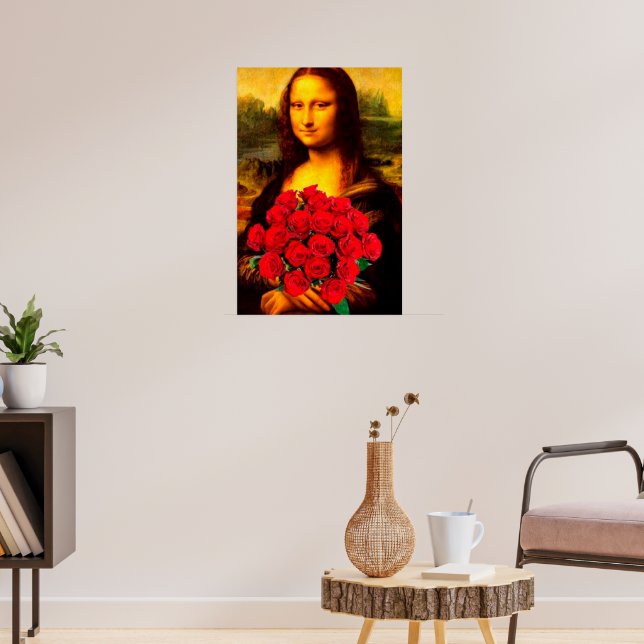 Mona Lisa mit rote Rosen Leonardo Da Vinci Poster (Wohnzimmer 3)