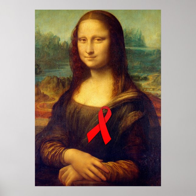 Mona Lisa mit rotem Ribbon Poster (Vorne)