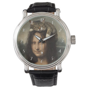 Mona Lisa mit schlafender Katze Armbanduhr